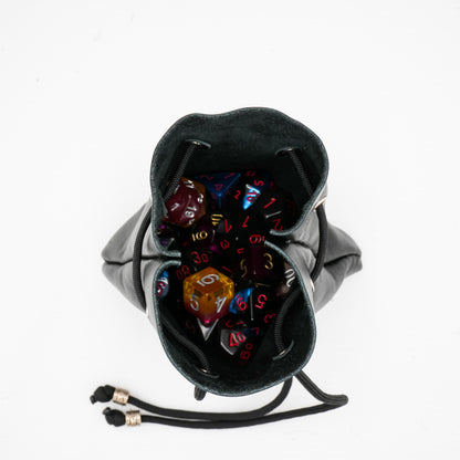 Black Leather Drawstring Pouch