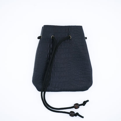 Gator Style Leather Drawstring Pouch