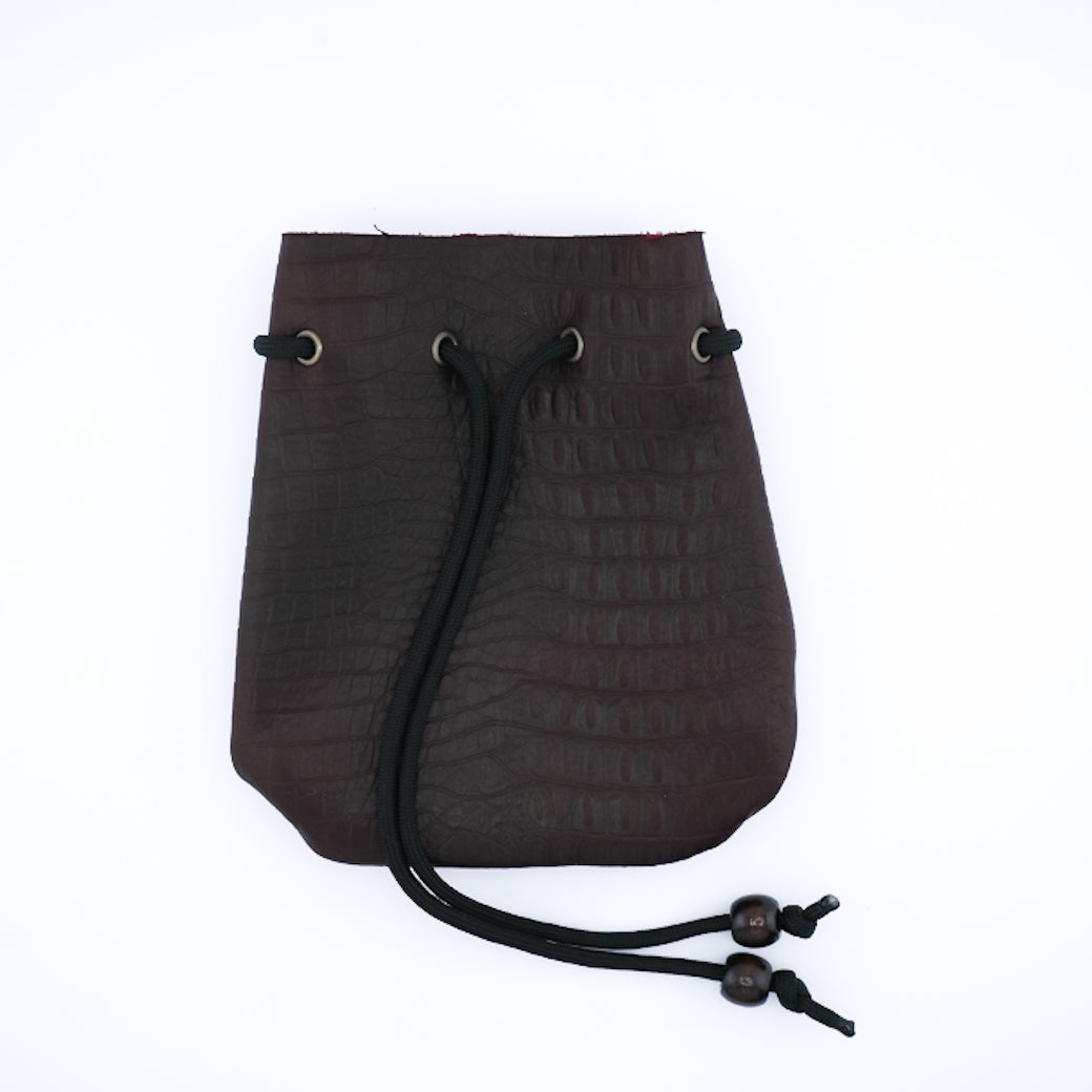 Gator Style Leather Drawstring Pouch